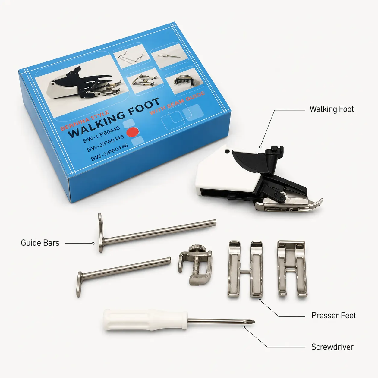 Walking Foot Presser Foot controls and screen