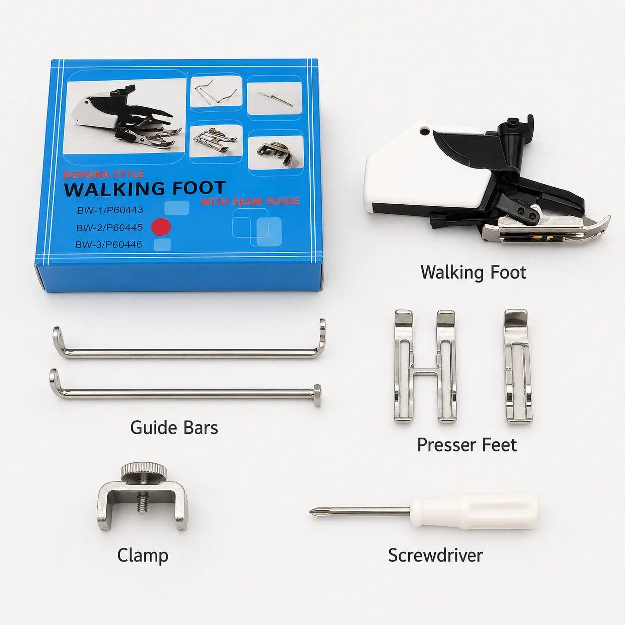 Walking Foot Presser Foot and included accessories